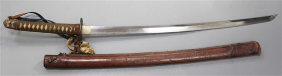 A WWII Japanese officers katana, blade length 70cm